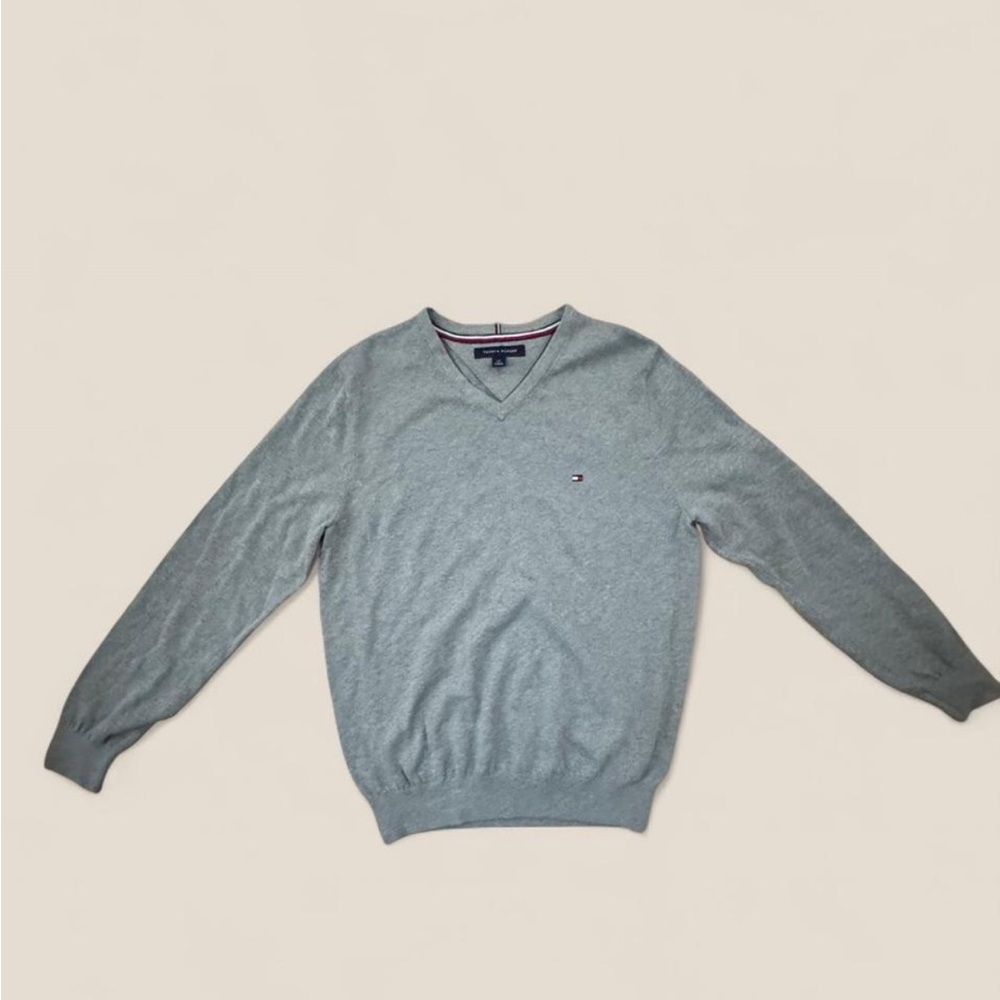 Tommy Hilfiger Gray V-Neck Sweater